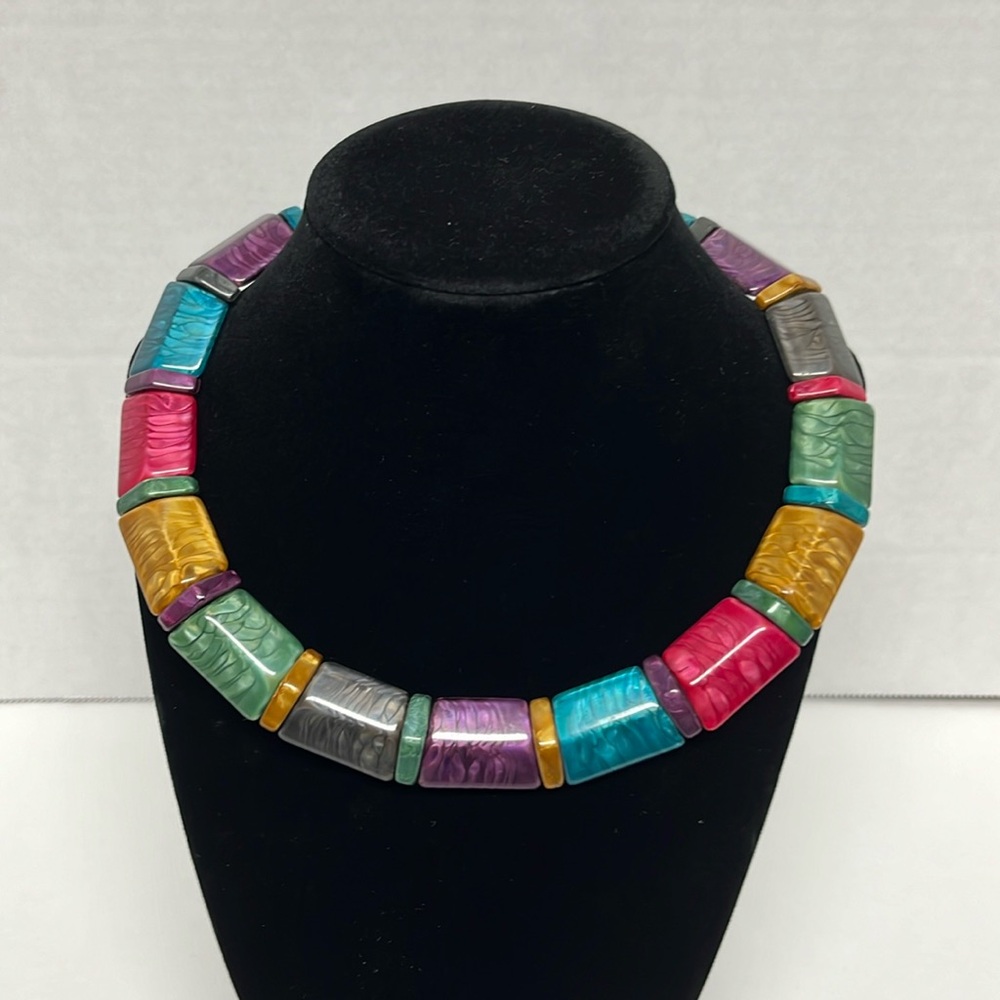 Resin Rainbow Choker Necklace